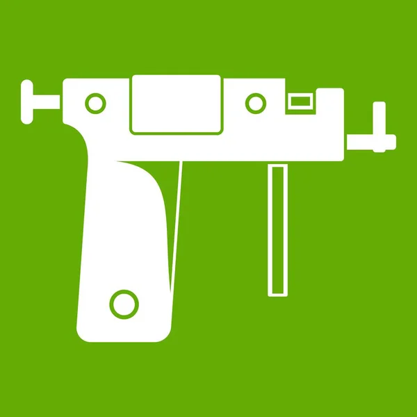 Piercing gun icon green — Stock Vector