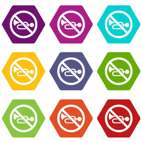 Renk altı yüzlü yok boynuz trafik işareti simgesi ayarla