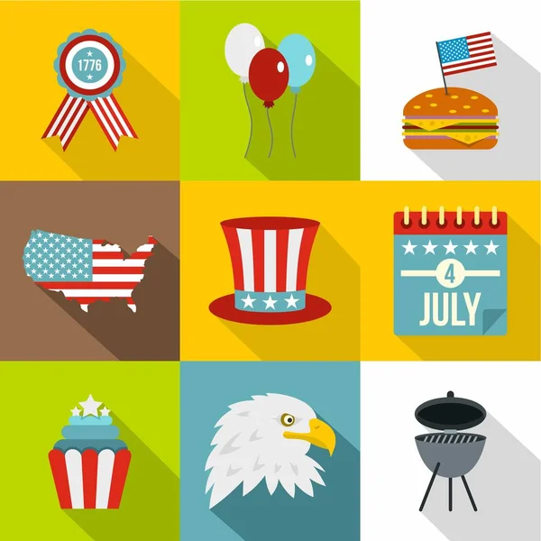 Bağımsızlık günü simge seti, düz stil