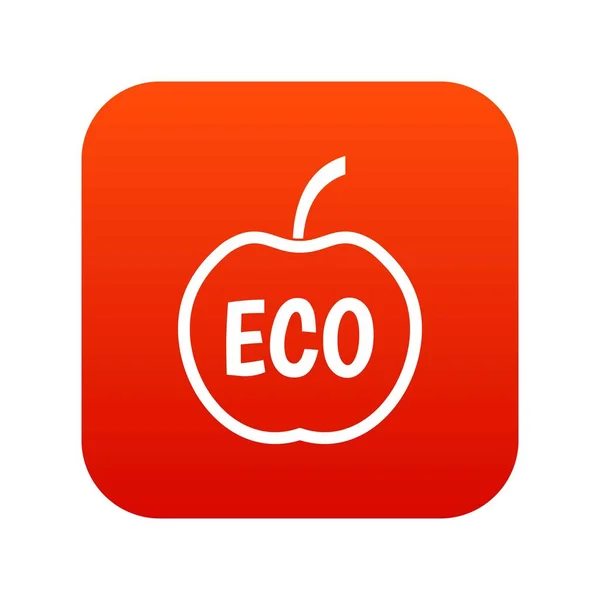 ECO mela icona digitale rosso — Vettoriale Stock