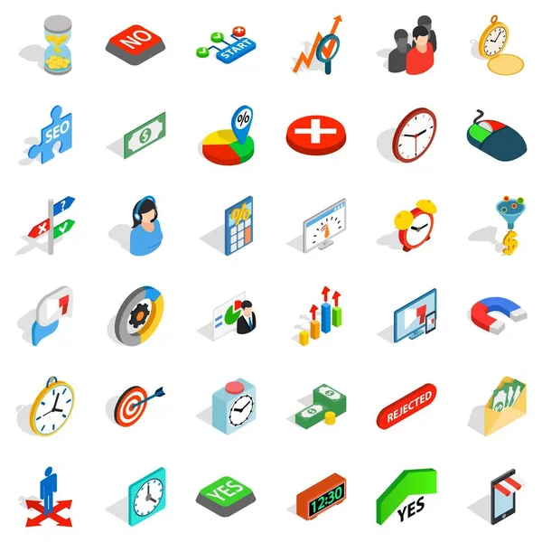 Zaman yönetimi simgeleri ayarlandı, izometrik biçim