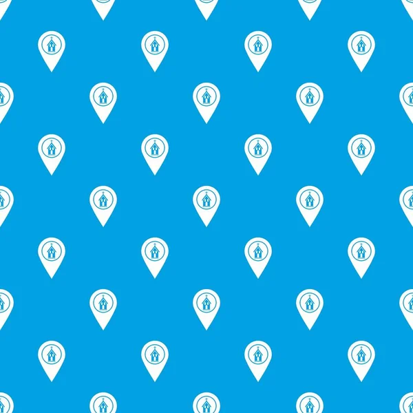 Harita göstergesi ile kilise desen kesintisiz mavi