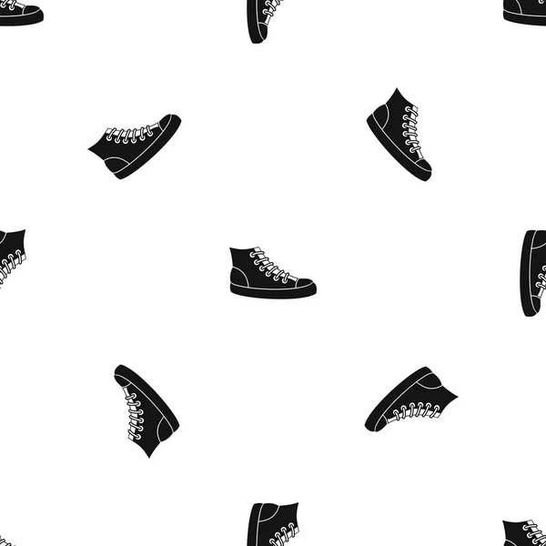 Sneakers pattern seamless black — Stock Vector