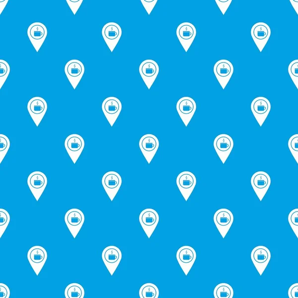 Harita PIN konumu ile çay ya da kahve fincanı deseni kesintisiz mavi işareti