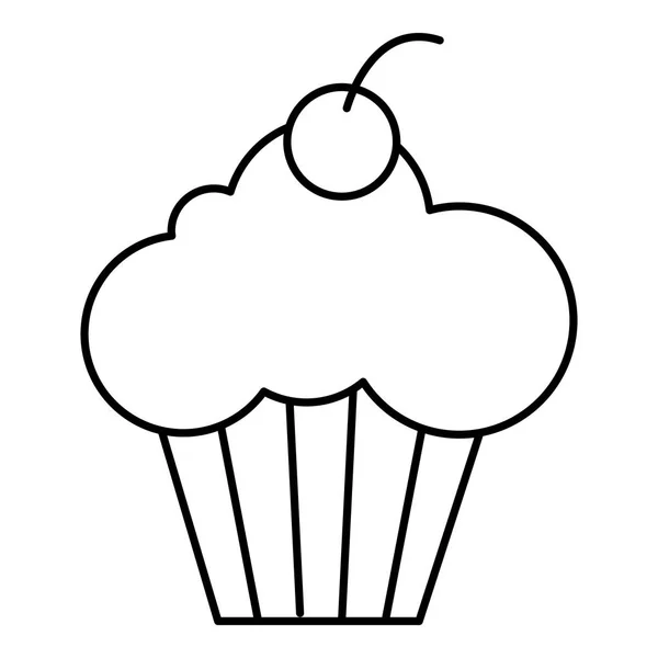 Süße Cupcake-Ikone, Outline-Stil — Stockvektor