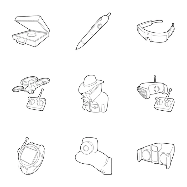 FBI Icons Set, Umriss-Stil — Stockvektor