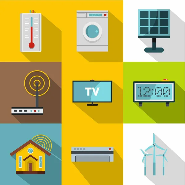Smart home icon set, flat style
