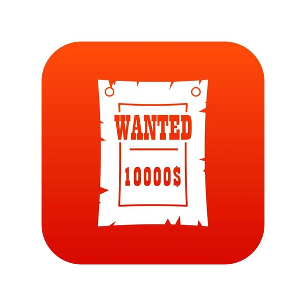 Vintage wanted poster icon digital red — Stock Vector