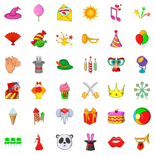 Sirk Icons set seyahat, karikatür tarzı