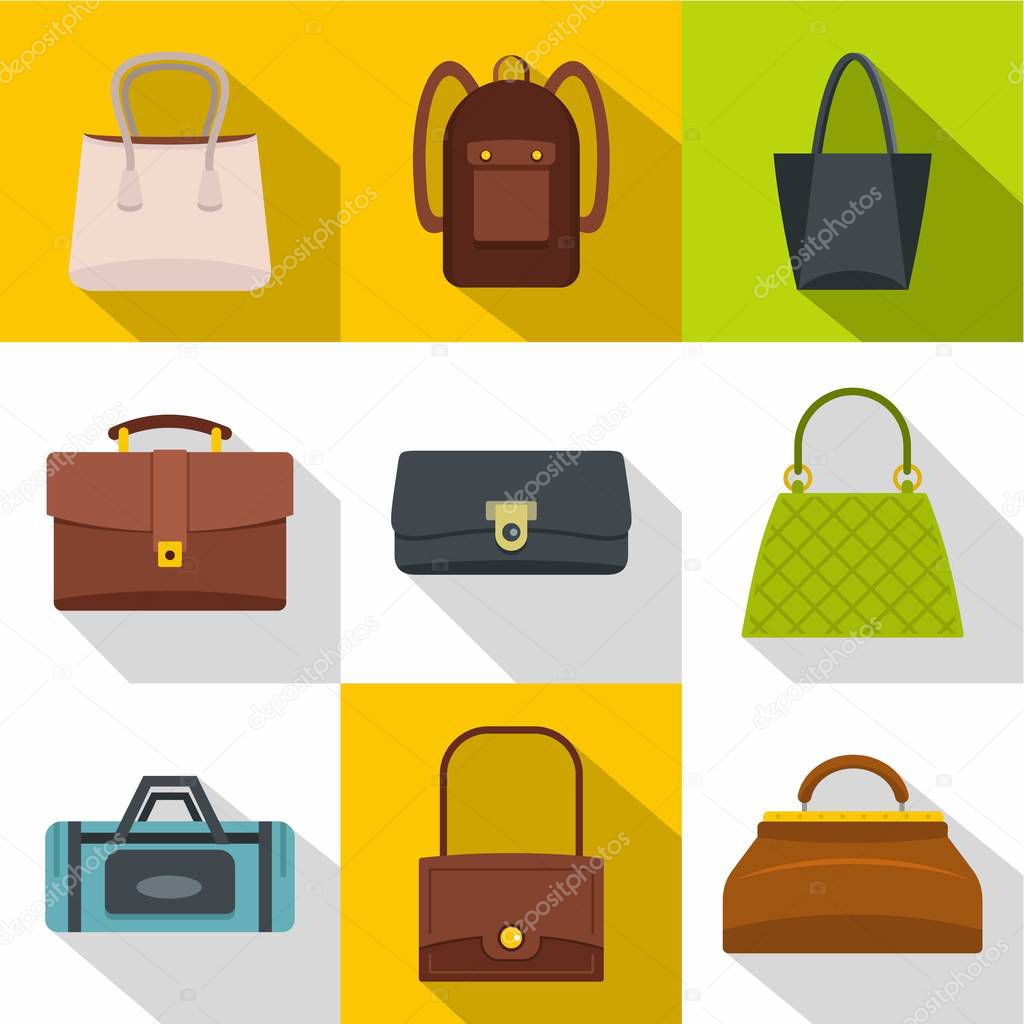 Different bagage icon set, flat style