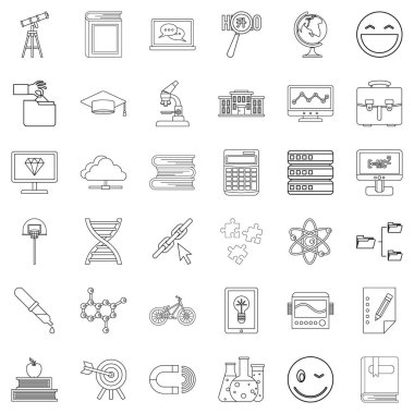 Üniversite Icons set, anahat stili