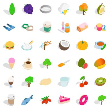 Vegan Icons set, izometrik stili