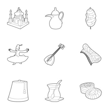 Türkiye Icons set, anahat stili