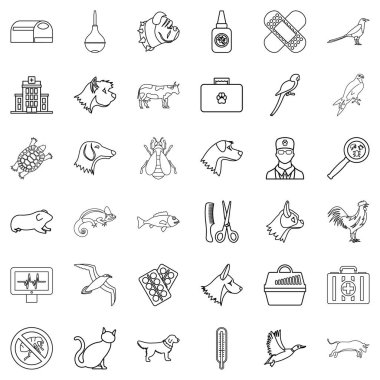 Veteriner Icons set, anahat stili