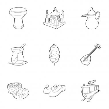 Türkiye'de kutlama Icons set, anahat stili