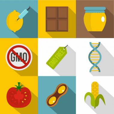 GDO'lu ürün simge seti, düz stil