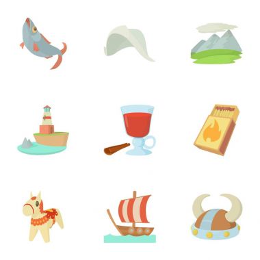 İskandinav Icons set, karikatür tarzı