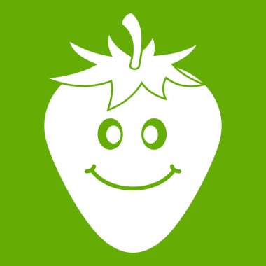 Olgun çilek simgesi yeşil gülümseyen