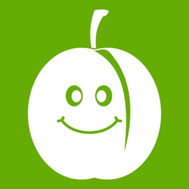 Taze kayısı simgesi yeşil gülümseyen