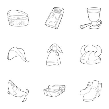 İskandinav Icons set, anahat stili