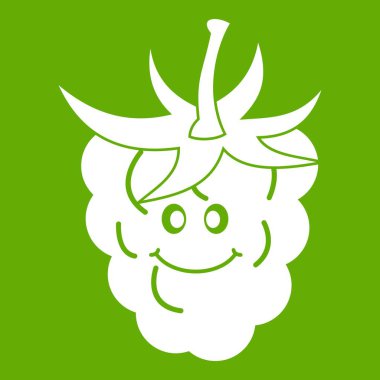 Olgun taze gülümseyen ahududu simgesi yeşil