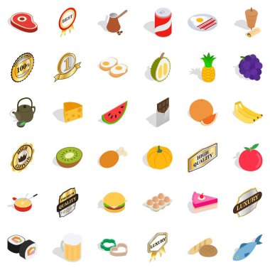 Vitamini Icons set, izometrik stili