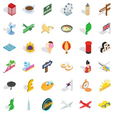 Yolculuk Icons set, izometrik stili