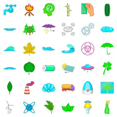 Su enerji Icons set, karikatür tarzı