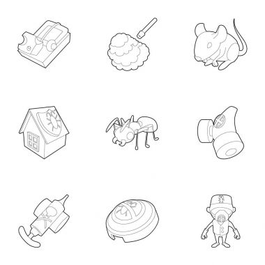 Böcek kontrolü Icons set, anahat stili