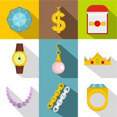 Mücevherat simge seti, düz stil