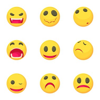 Komik emoji Icons set, karikatür tarzı