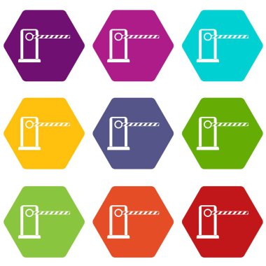 Renk altı yüzlü Park giriş Icon set