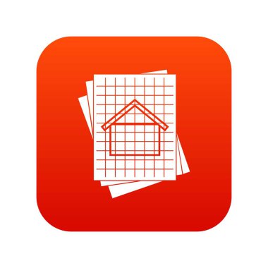 Ev planı simge dijital kırmızı