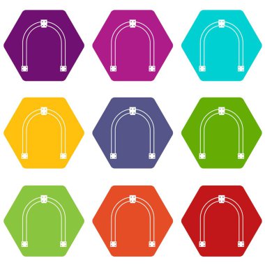 Renk altı yüzlü kemer Icon set