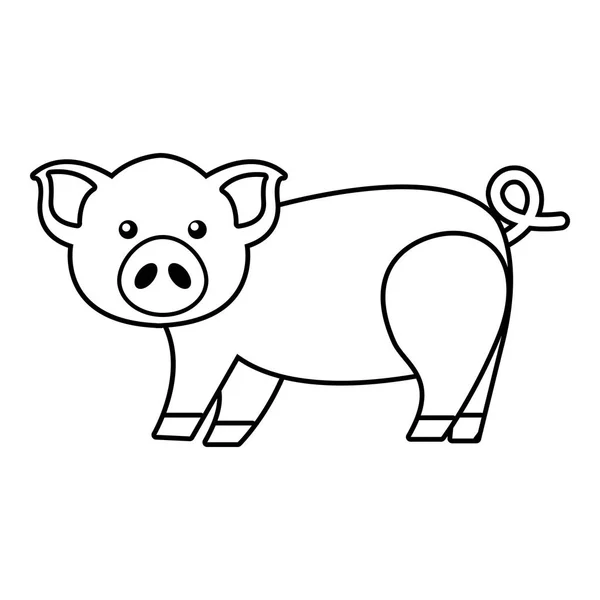 Icône de porc mignon, style contour — Image vectorielle