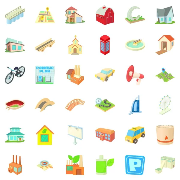 Kentsel Icons set, karikatür tarzı