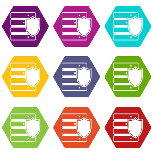 Veritabanı ile kalkan simgesi ayarla renk altı yüzlü