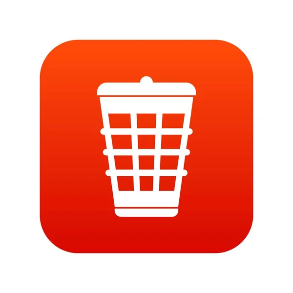 Trash can ícone vermelho digital — Vetor de Stock