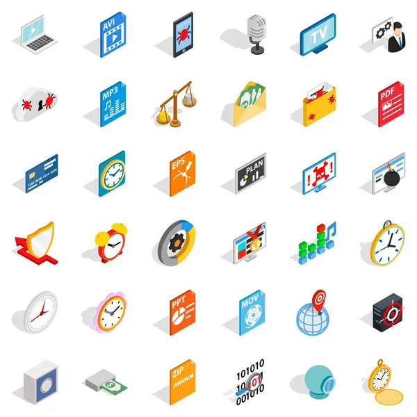 Video Icons set, izometrik stili