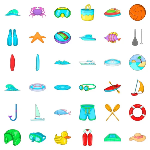 Su spor Icons set, karikatür tarzı