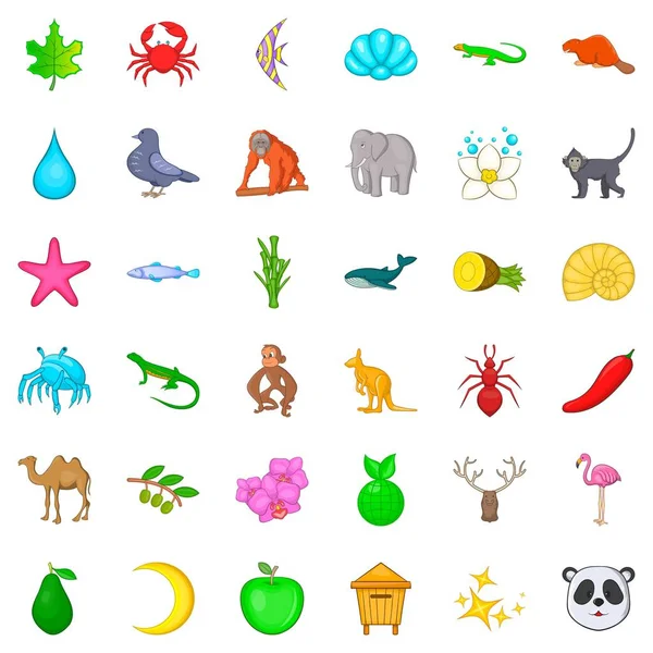 Vahşi doğa Icons set, karikatür tarzı