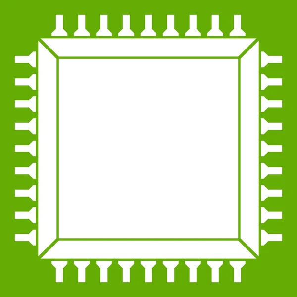 Ordenador icono de microchip verde — Vector de stock