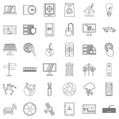 Bağlantı Icons set, anahat stili