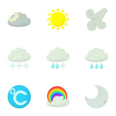 Modern hava Icons set, karikatür tarzı