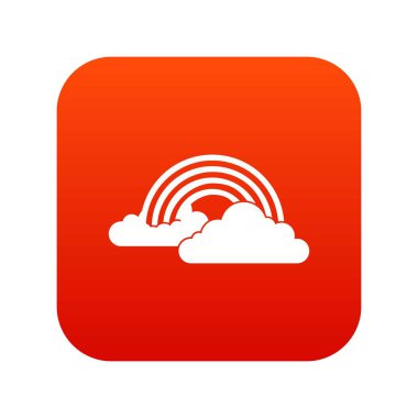 Gökkuşağı ve bulutlar simgesi dijital kırmızı