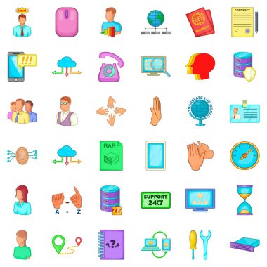 İletişim Icons set, karikatür tarzı