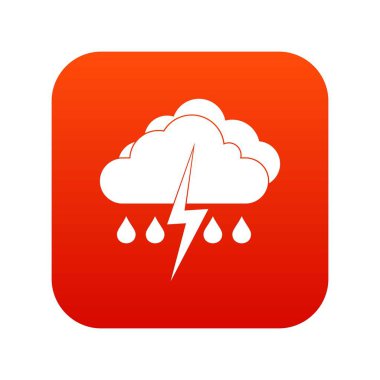 Şimşek ve yağmur simgesi dijital kırmızı bulut