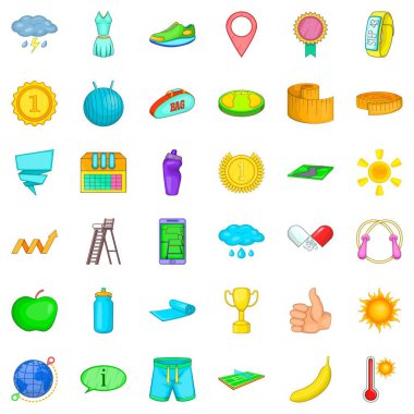 Tenis topu Icons set, karikatür tarzı