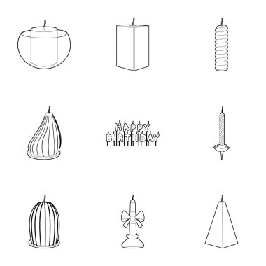 Mum formları Icons set, anahat stili