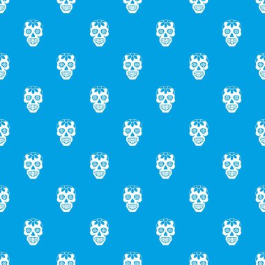 Şeker kafatası, kesintisiz mavi çiçekler kafatası üzerinde desen